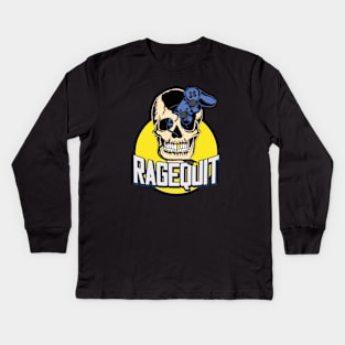 Ragequit Gamer Skull Kids Long Sleeve T-Shirt